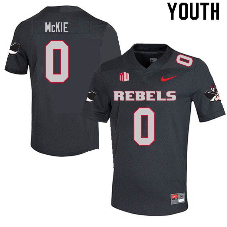 Youth #0 Senika McKie UNLV Rebels College Football Jerseys Sale-Charcoal